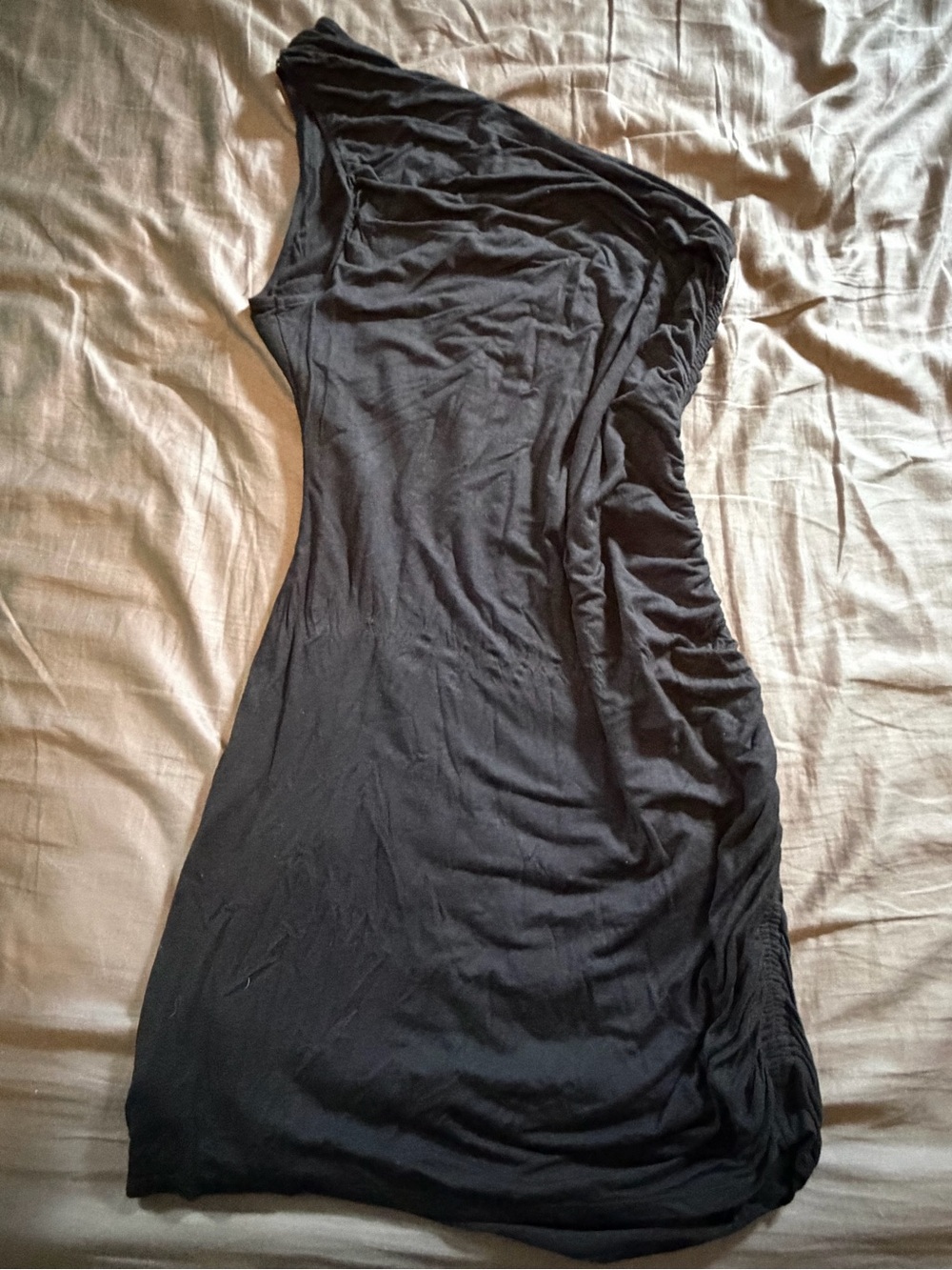 Emo indie sleeze grunge goth, one shoulder sexy soft stretchy midi dress